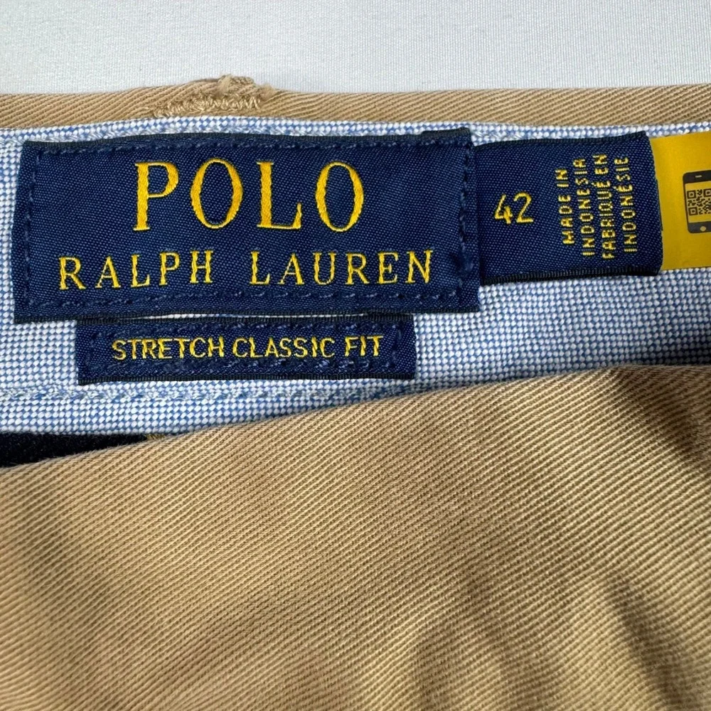 Polo Ralph Lauren Chino Shorts‎ Mens 42 Tan Khaki Stretch Classic Fit Twill